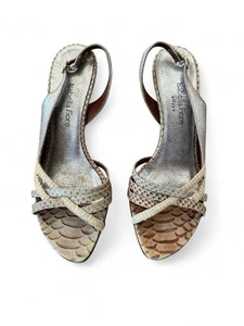 ISABELLA FIORE Slingback-Heels 6,5 beige hellbraun Krokoprägung Leder - Bild 1 von 5