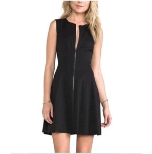 Theory Bonbi Kleid schwarz ärmellos durchgehender Reißverschluss vorne Fit and Flare Größe 12 - Bild 1 von 11