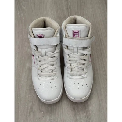 Zapatillas deportivas Fila para mujer talla 5 blancas rosas altas con cordones retro informales Foto 1 de 4