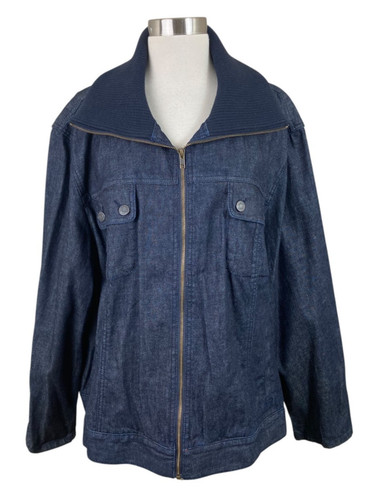 VETEMENTS Giacca jeans Talbots 24W lavaggio scuro denim zip davanti colletto classico armadio graffetta