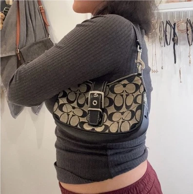 Coach Vintage Womens Black Shoulder Mini Purse with Silver Hardware - Image 1 of 4