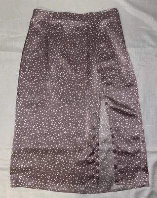 Falda midi satinada pequeña abercrombie & Fitch púrpura blanca lunares abertura frontal Y2K Foto 1 de 4