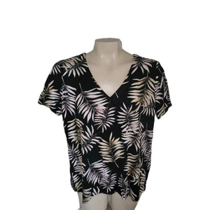 J JILL M Hawaiian Print Floral Short Sleeve Summer Beach Comfort Casual Blouse - Picture 1 of 8