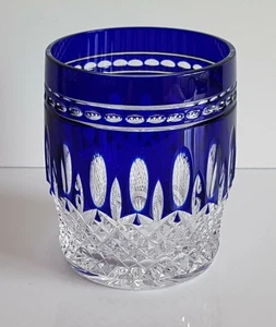 Waterford Clarendon Cobalt Blue Lead Crystal Whiskey Glass, Marked - Picture 1 of 6