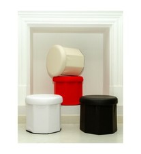 POUF CONTENITORE BAULE SGABELLO IN TESSUTO VARI COLORI CM 36x36x32