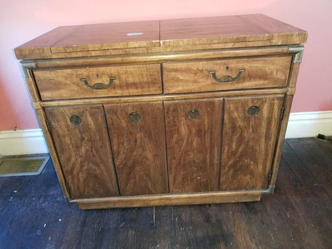 Drexel Heritage Accolade Campaign Style Brass Accent Server Dry Bar-Mid Century Cover