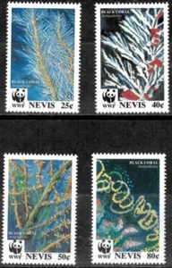 Nevis 1994 - WWF Coral Negro - Juego de 4 estampillas - Scott #857-60 - MNH - Imagen 1 de 1