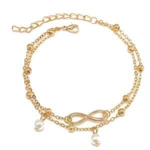 Bracelets Cheville chaîne doré bijoux de pied style bohème infini Saint Valentin - Imagen 1 de 7