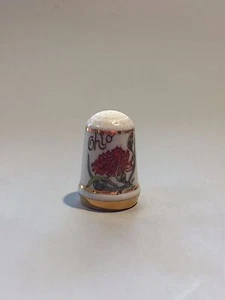 OHIO STATE FLOWER THIMBLE, Carnation thimble, red flower thimble, vintage  - Picture 1 of 7