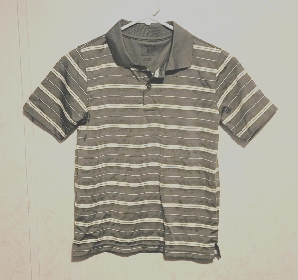 Polo George Boys Talla M 8 Gris Rayas Blanco y Amarillo Rayas Foto 1 de 4