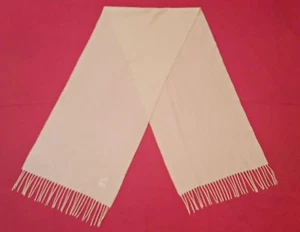 VINTAGE AUTHENTIC DANIEL HECHTER SOLID IVORY FINE WOOL LONG MEN'S FRINGE SCARF - Picture 1 of 3