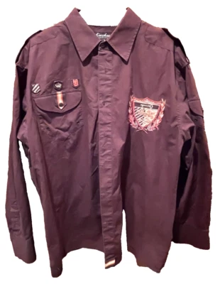 Knockout Men's Long Sleeve Shirt 2X Burgandy with Logo Accents Cotton - Image 1 of 4