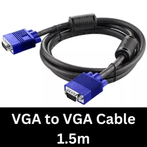 VGA to VGA Cable 1.5m 1080P Full HD SVGA/VGA Male to Male PC Laptops TV Project - Picture 1 of 8