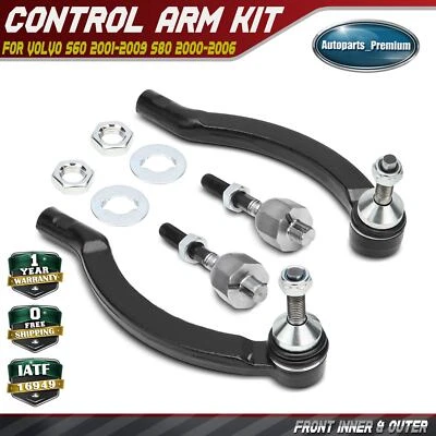 4x Front Inner and Outer Tie Rod End w/ Ball Joint for Volvo S60 2001-2009 S80 - Image 1 of 4