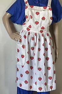 Vintage Strawberry Full Apron w/Pocket-Crisp Cotton-w/Tissue Box Cover - Picture 1 of 16