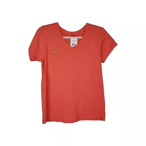 Fresh Produce Heritage Logo Fem T Shirt XS NWT Coral Red Bias Closet Staple - Picture 1 of 8
