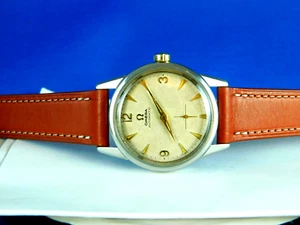 VINTAGE OMEGA AUTOMATIC CAL .491 HONEYCOMB DIAL MENS WRISTWATCH SERVICED C. 1958 - Picture 1 of 13