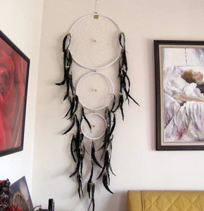 Free Fast Shipping/Big Big White Suede Dream Catcher-Tricyclic Indian Symbols - Picture 1 of 10