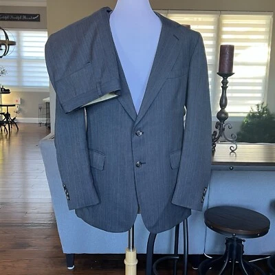 VTG 60's 70's Cricketeer ZCMI Men's Suit USA Jacket 40S Pants 36X32 Gray Blue - Image 1 of 4