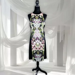 NUEVO CON ETIQUETAS MAGGY LONDON Vestido Vaina Negro Floral Sin Mangas Forrado Talla 16 - Imagen 1 de 7