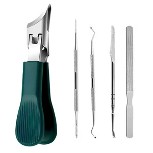 5 Pcs Beveled Edge Nail Clipper Set Wide Jaw Slanted Cutter Toenails Trimmer - Picture 1 of 20