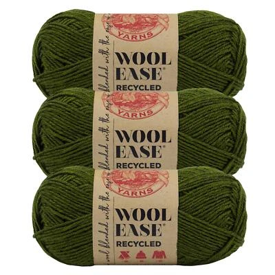 (3 Pack) Lion Brand Yarn 632-172T Wool-Ease Recycled Yarn, Olive