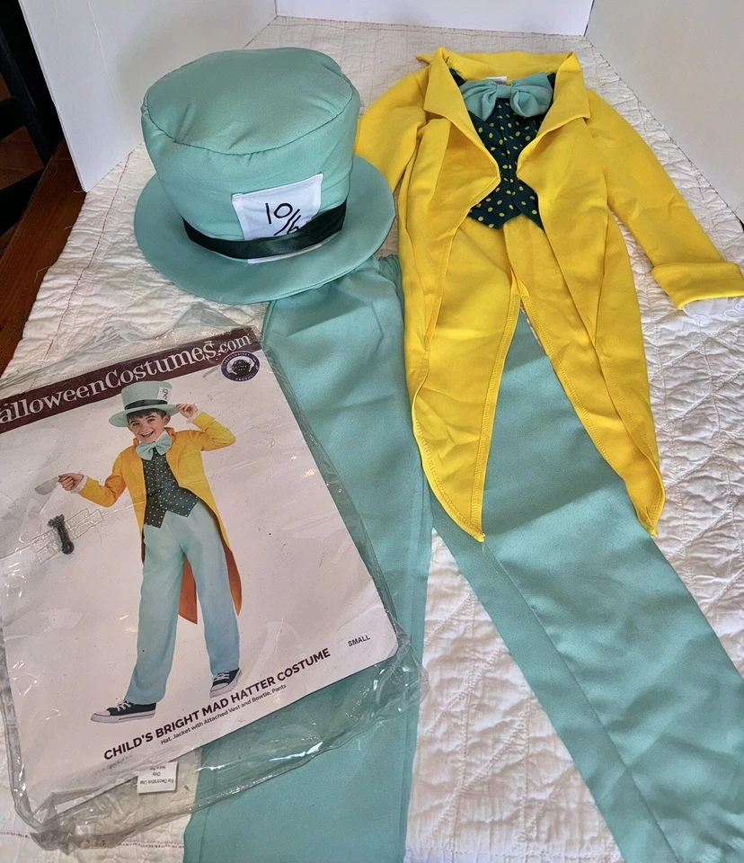 Disfraz de Sombrerero Loco Brillante Infantil FUN.com Pequeño Completo Usado en Excelente Condición Foto 1 de 4
