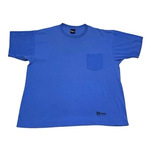 Vintage 90s Hanes Collection Blue Single Stitch Cotton Pocket Shirt Adult XL - Picture 1 of 5