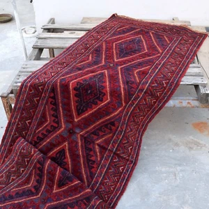 12x3 Long Handmade Mishwani Runner Rug Bohemian Handwoven Organic Woolen Kilim - Picture 1 of 13