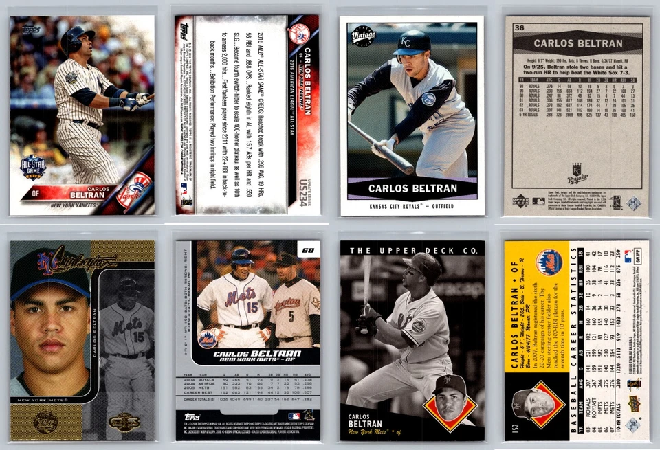 Carlos Beltran 4 Card Lot - Royals Astros Mets Giants Cardinals Yankees Rangers  - Image 1 of 1