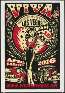Póster Viva Las Vegas VLV 19 Vince Ray 2016 Serigrafía Rockabilly ¡Oferta rara! - Imagen 1 de 1