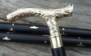 Antique Style Brass Designer Derby Handle Victorian Wooden Walking Stick cane - Picture 1 of 7