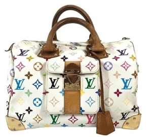 Louis Vuitton Multicolor Speedy 30 Handbag M92643 Monogram Blanc JP w/Clochette - Picture 1 of 16