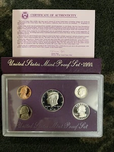 1991 U.S. MINT Proof Coin Set with COA - Picture 1 of 3