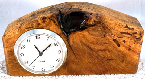Lovely Maple Burl Wood Clock Nice pattern in the Wood Cover