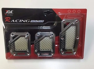 3PC SET SILVER  BRAKE GAS CLUTCH RACING PEDAL PADS  MANUAL TRANSMISS. PDL- 8513S - Picture 1 of 3