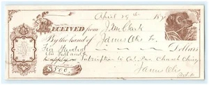 1871 James Otis Bankscheck - Bild 1 von 2