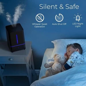 Everlasting Comfort: Cool Mist Humidifier 4L Easy Clean & Quiet, Black - Picture 1 of 8