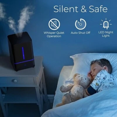 Everlasting Comfort: Cool Mist Humidifier 4L Easy Clean & Quiet, Black - Image 1 of 4