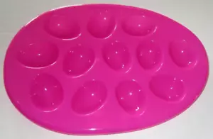 EASTER EGG SHAPED PLATTER ~ Bright Neon PINK~ Holds 12 eggs~ Plastic ~ BPA Free - Picture 1 of 1