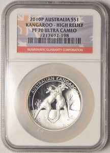 2010-P Australian Kangaroo . . . . NGC PF-70 Ultra Cameo High Relief 1 oz. Silve - Picture 1 of 2