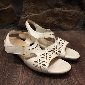 SAS Tripad bequeme weiße Sunburst Fersenriemen-Sandalen mit Absatz Größe 10 N schmal - Bild 1 von 8