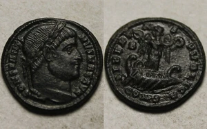 Constantine Rare genuine ancient Roman coin CONSTANTINOPLE Victory Galley wreath - Picture 1 of 4