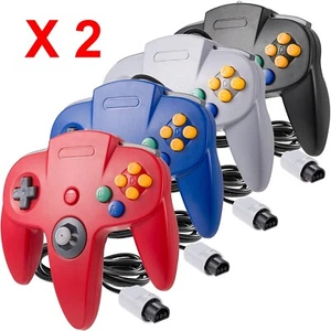 2x Wired Controller Compatible With Nintendo 64 N64 Joystick Video Game Console - Picture 1 of 18