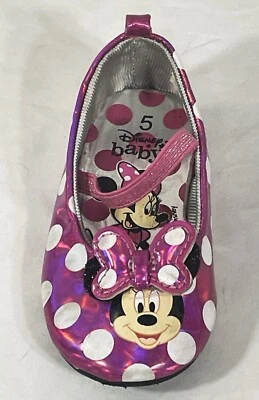 Disney-Toddler Girl pink/white polka dot Minnie Mouse shoes size 5 - Imagem 1 de 4