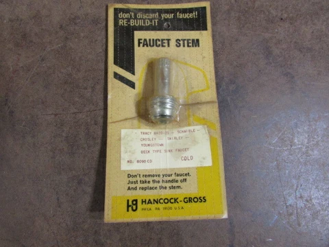 NOS Plumbing Faucet repair valve stem Tracy Crosley youngstown shirley schaible Cover