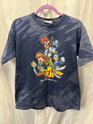 Camiseta Walt Disney World Vintage Y2K Niños XL 12-14 Piratas Mickey Goofy Pluto Foto 1 de 4