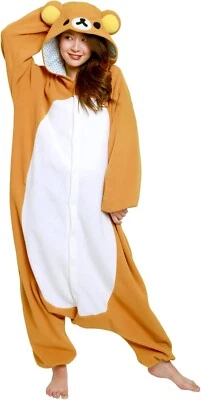 SAZAC Rilakkuma Costume Cosplay Kigurumi Adult Pile One Size Kawaii Unisex Brown - Image 1 of 3