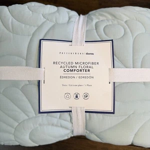 POTTERY BARN TEEN RECYCLED MICROFIBER AUTUMN FLORAL TWIN COMFORTER ~ SKY BLUE - Picture 1 of 7