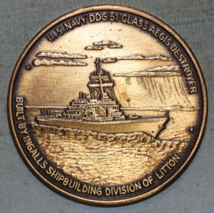 Auftragsmedaille DDG 59 Russell ~ 1993 ~ Aegis Destroyer Ingalls Pascagoula - Bild 1 von 2